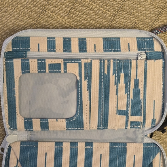 KAVU Go Time Bi-Fold Crossbody Wallet Purse Rope Strap Blue Travel City Scape - Picture 6 of 11